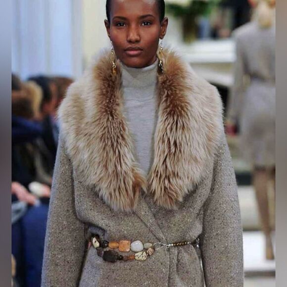 Ralph Lauren Collection Pre-Fall 2014 Lamb Shearling Fur Collar Cardigan - Picture 1 of 16